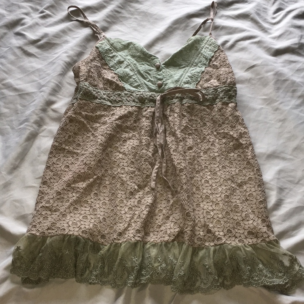 Brown and green tank top